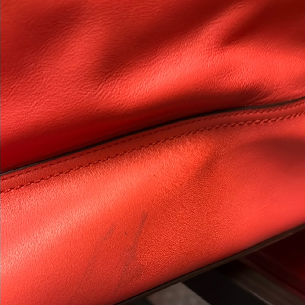 Coach Red Peach Satchel with Turnlock Closure and Tassel cowhide front - Picture 6 of 7